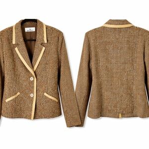 Erin London Brown Jacket Blazer Wool Tweed Jacket